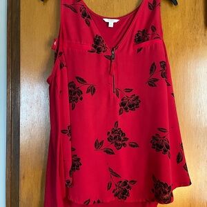 Candie's Red and Black Floral Blouse
